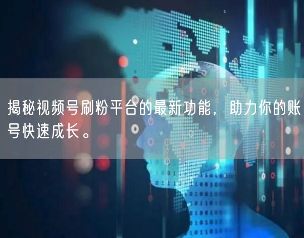 揭秘视频号刷粉平台的最新功能，助力你的账号快速成长。