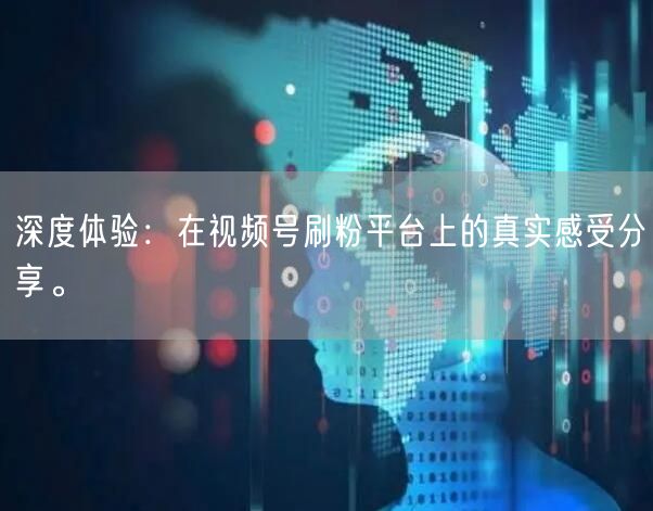 深度体验：在视频号刷粉平台上的真实感受分享。