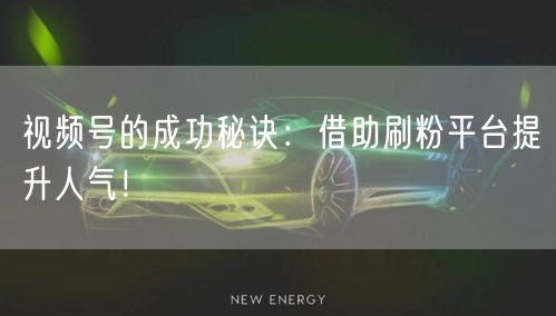 视频号的成功秘诀：借助刷粉平台提升人气！