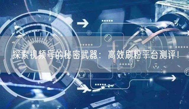 探索视频号的秘密武器：高效刷粉平台测评！