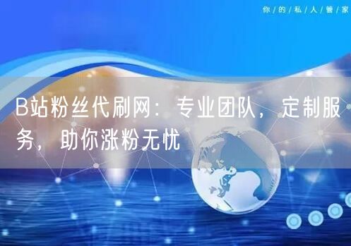 B站粉丝代刷网：专业团队，定制服务，助你涨粉无忧