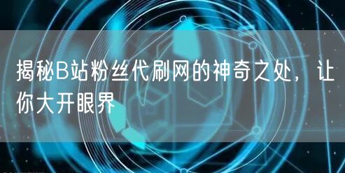 揭秘B站粉丝代刷网的神奇之处，让你大开眼界