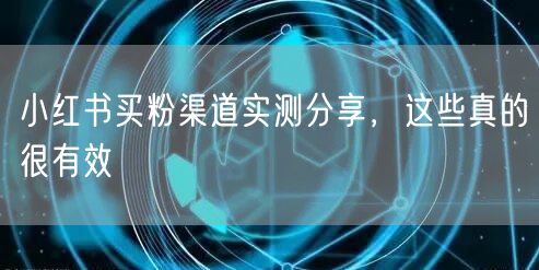 小红书买粉渠道实测分享，这些真的很有效